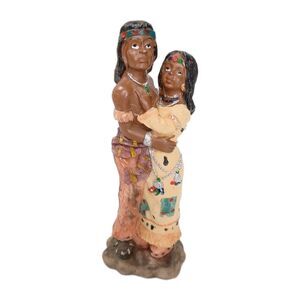 Vintage Native American Style Couple Resin Figurine Hand Painted Southwestern
